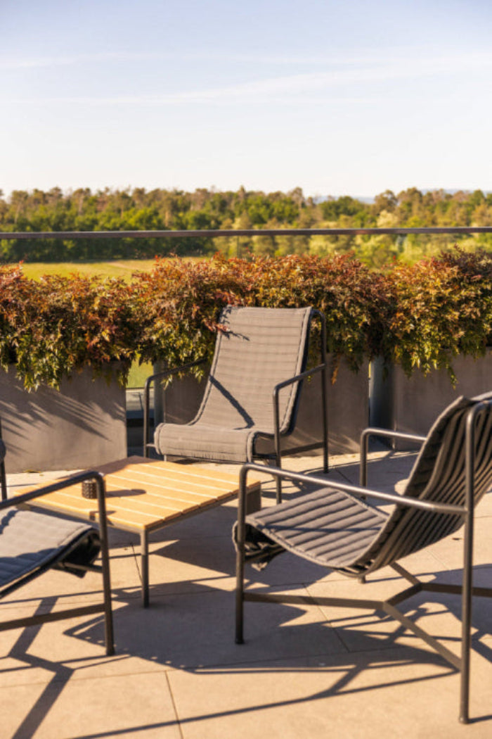 ROOF Plicana Stuhl mit Blick auf Kronau Wald